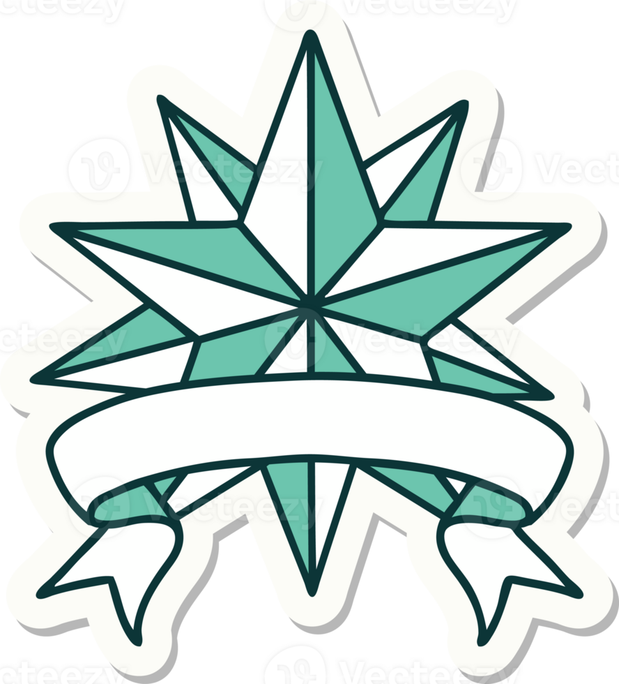 tattoo sticker with banner of a star png