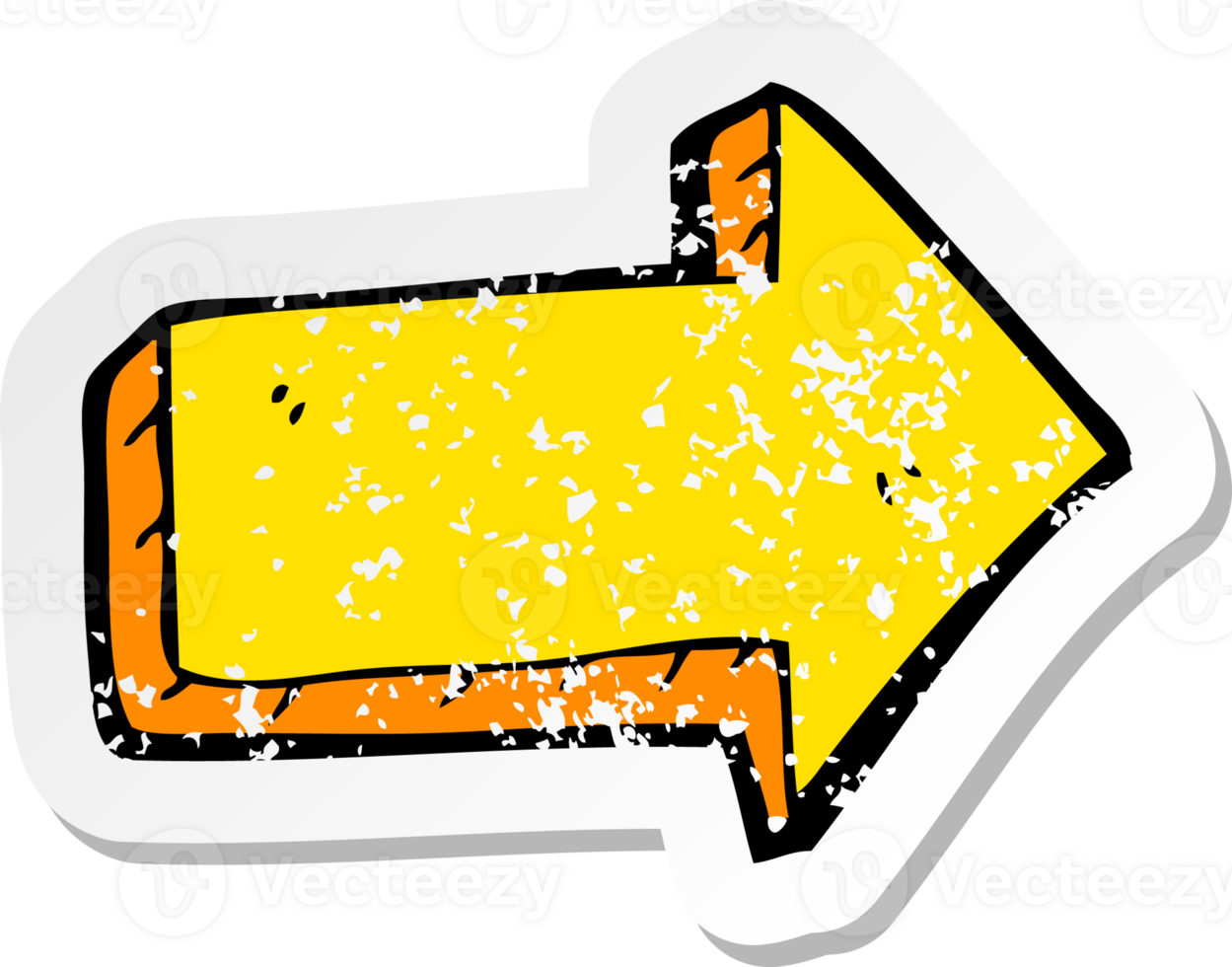 retro distressed sticker of a cartoon arrow png
