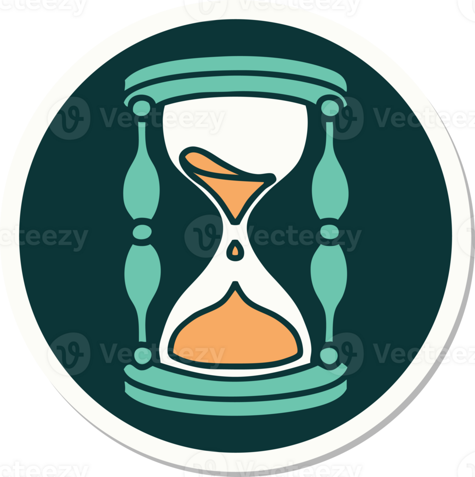 tattoo style sticker of an hour glass png
