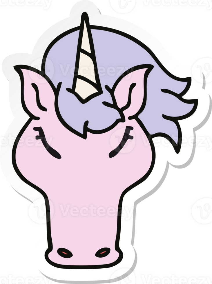sticker of a quirky hand drawn cartoon unicorn png