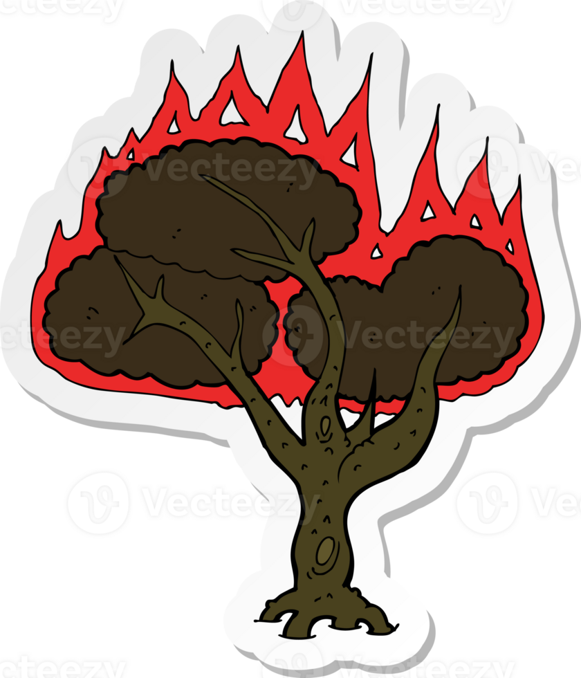 sticker of a cartoon burning tree png