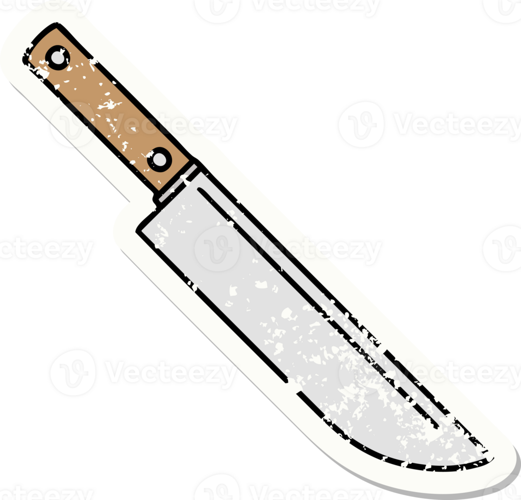 traditional distressed sticker tattoo of knife png