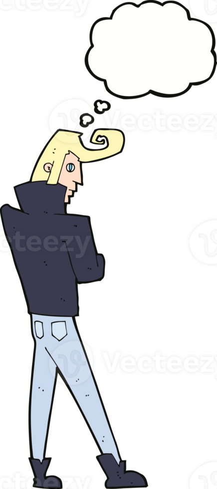 cartoon cool guy with thought bubble png