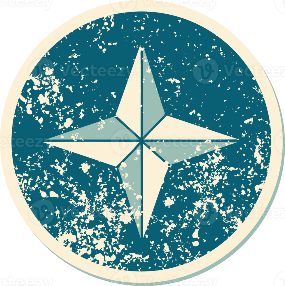 distressed sticker tattoo style icon of a star png