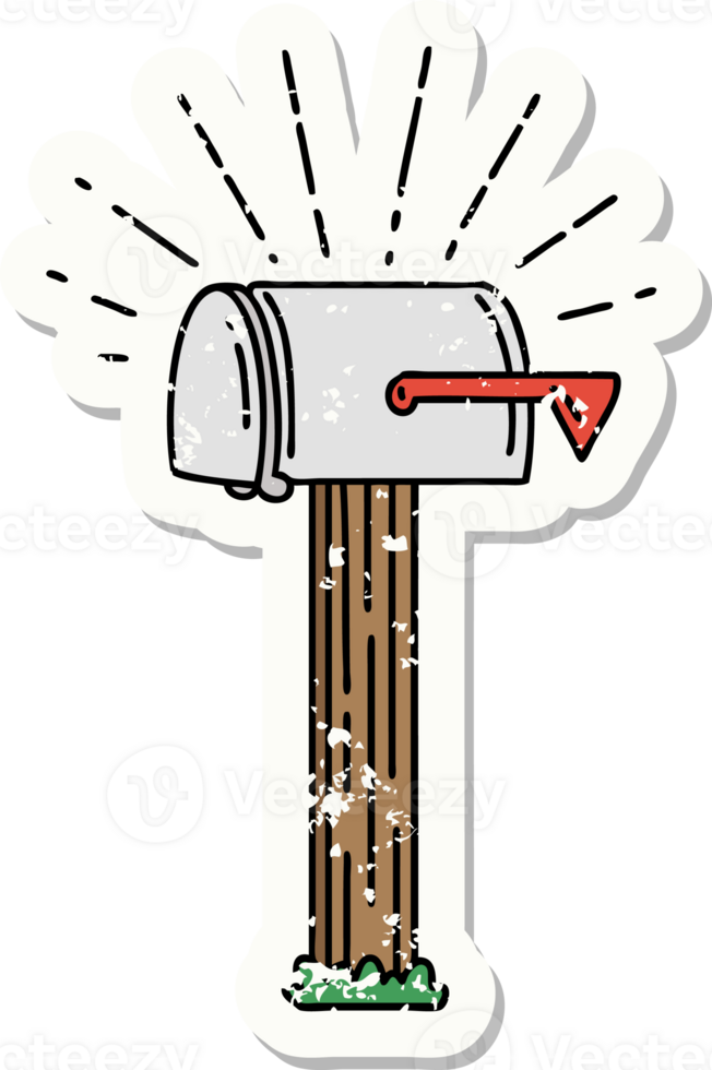 grunge sticker of tattoo style closed mailbox png