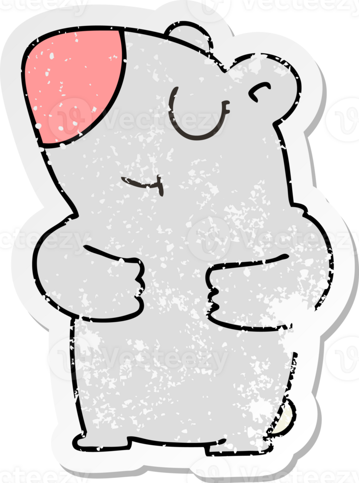 distressed sticker of a quirky hand drawn cartoon bear png