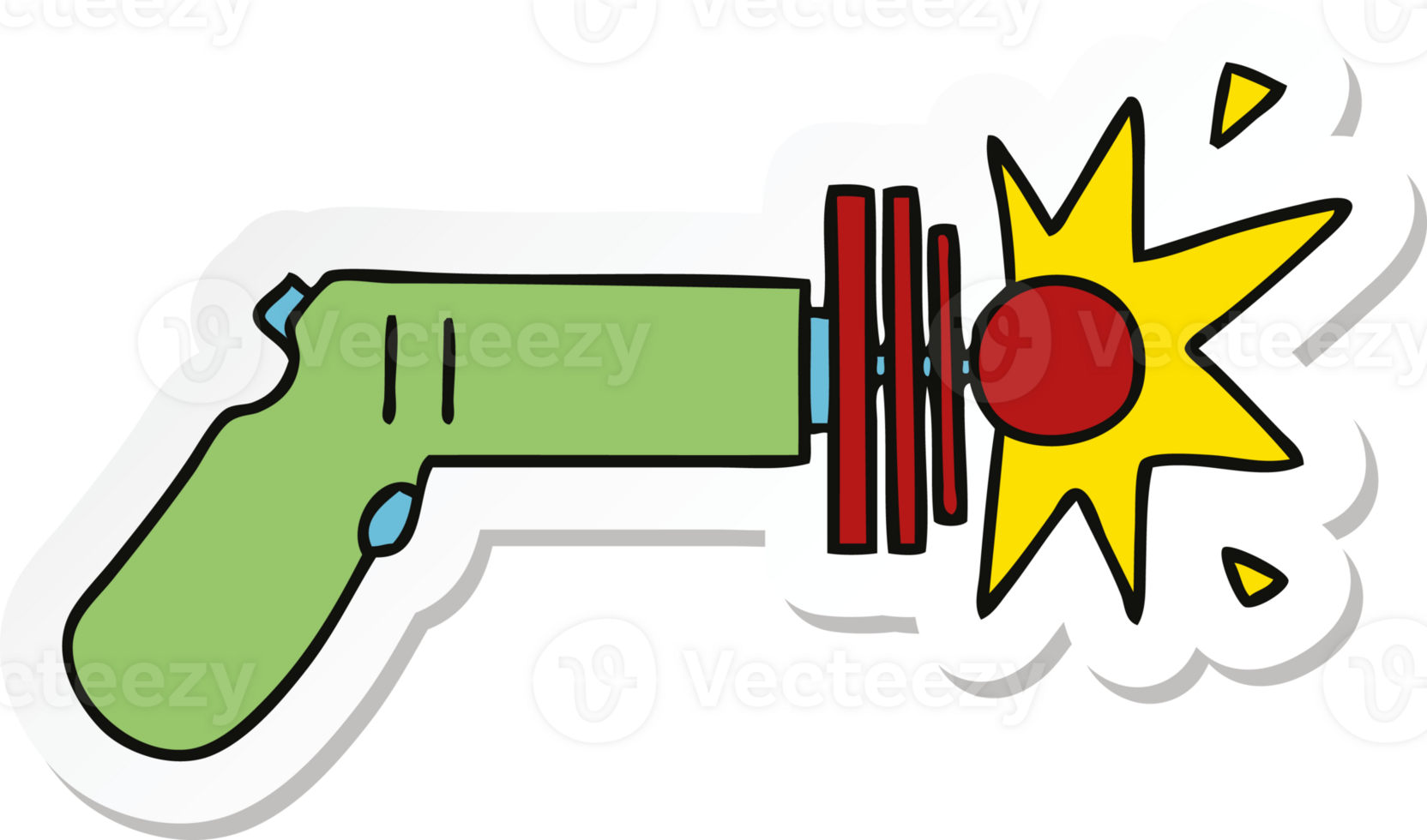 sticker of a quirky hand drawn cartoon laser gun png