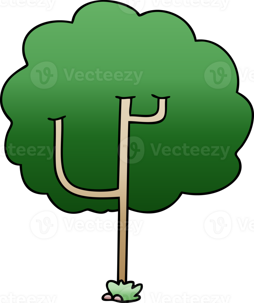 quirky gradient shaded cartoon tree png