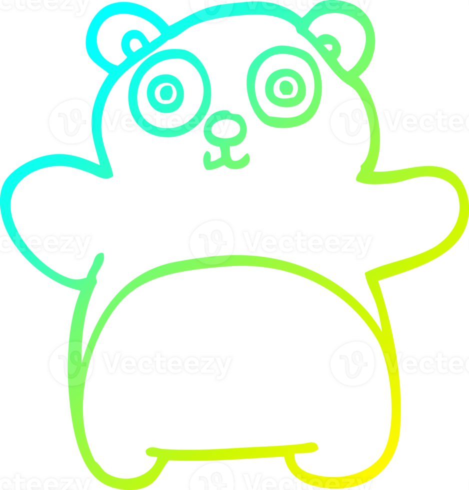 cold gradient line drawing cartoon teddy bear png