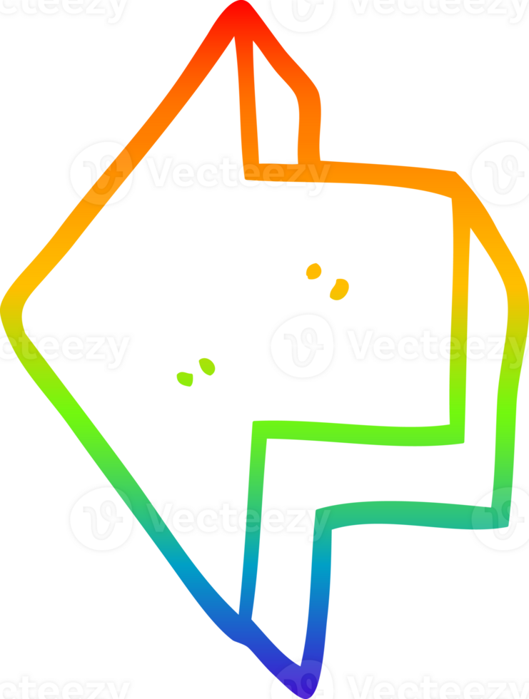 rainbow gradient line drawing cartoon pointing arrow png