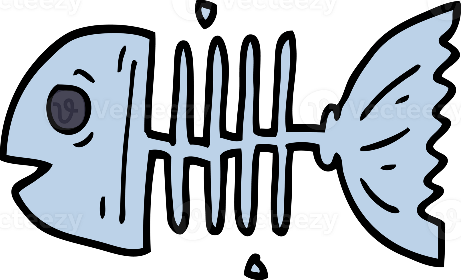 cartoon doodle fish bones png