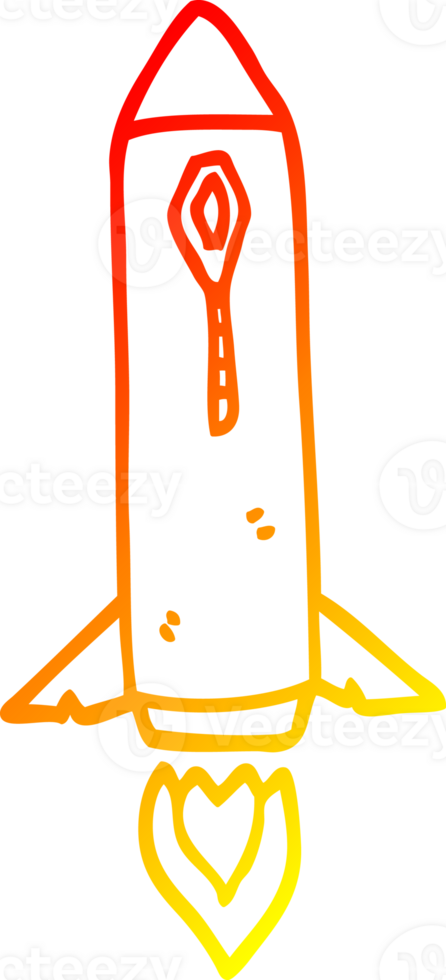 warm gradient line drawing cartoon space rocket png