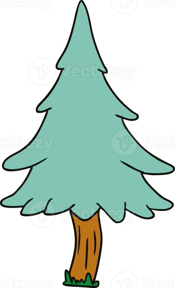 cartoon doodle of woodland pine trees png