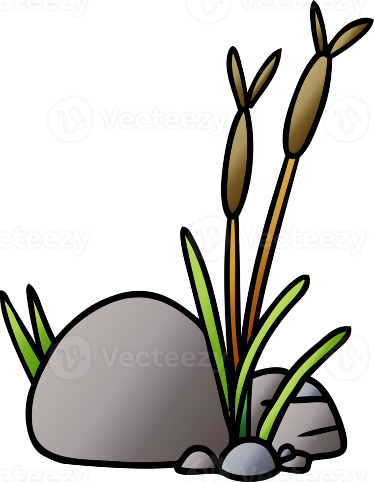 gradient cartoon doodle of stone and pebbles png