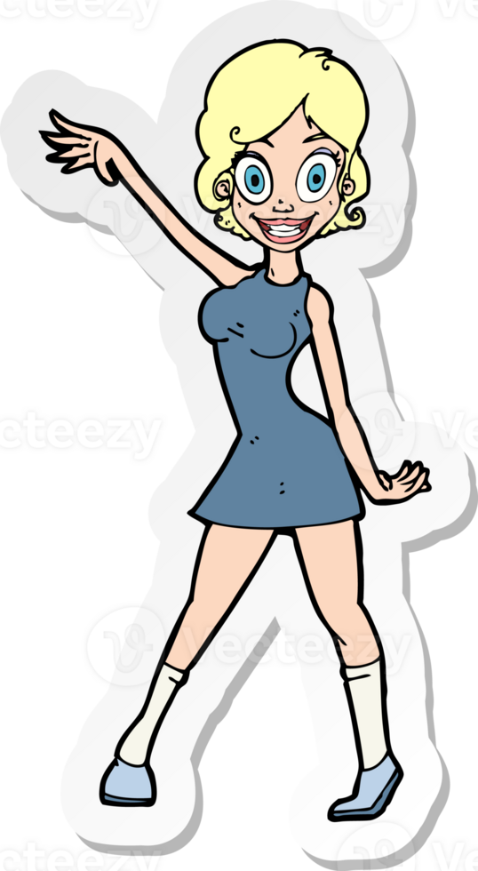 sticker of a cartoon party girl png