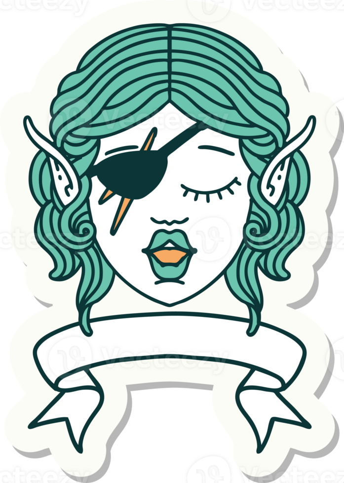 elf rogue character face with banner sticker png