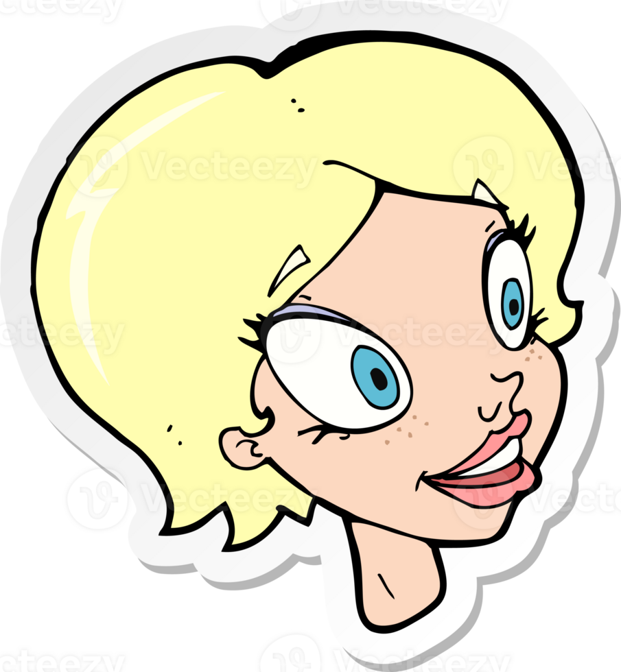 sticker of a cartoon pretty female face png
