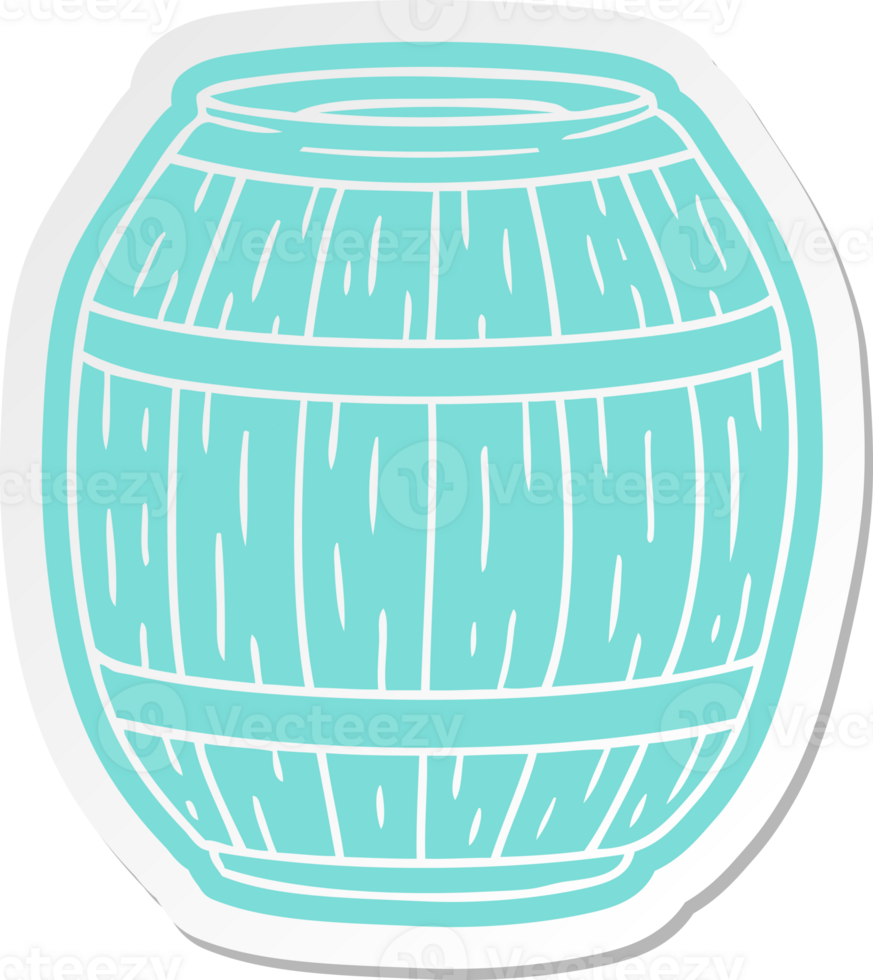 cartoon sticker of a wooden barrel png