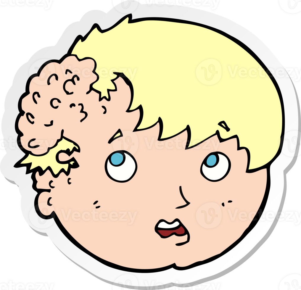 sticker of a cartoon boy with ugly growth on head png