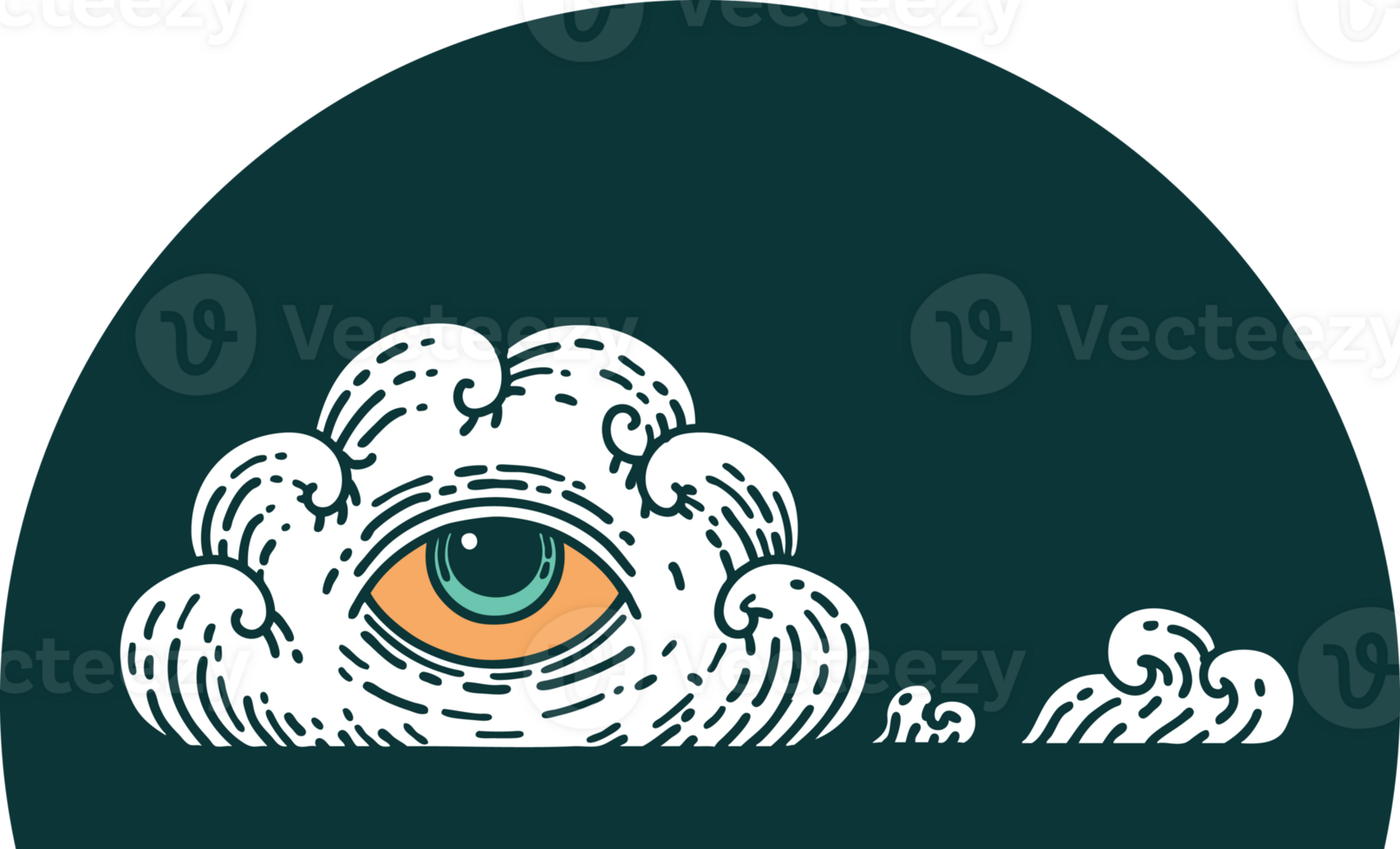 tattoo style icon of an all seeing eye cloud png