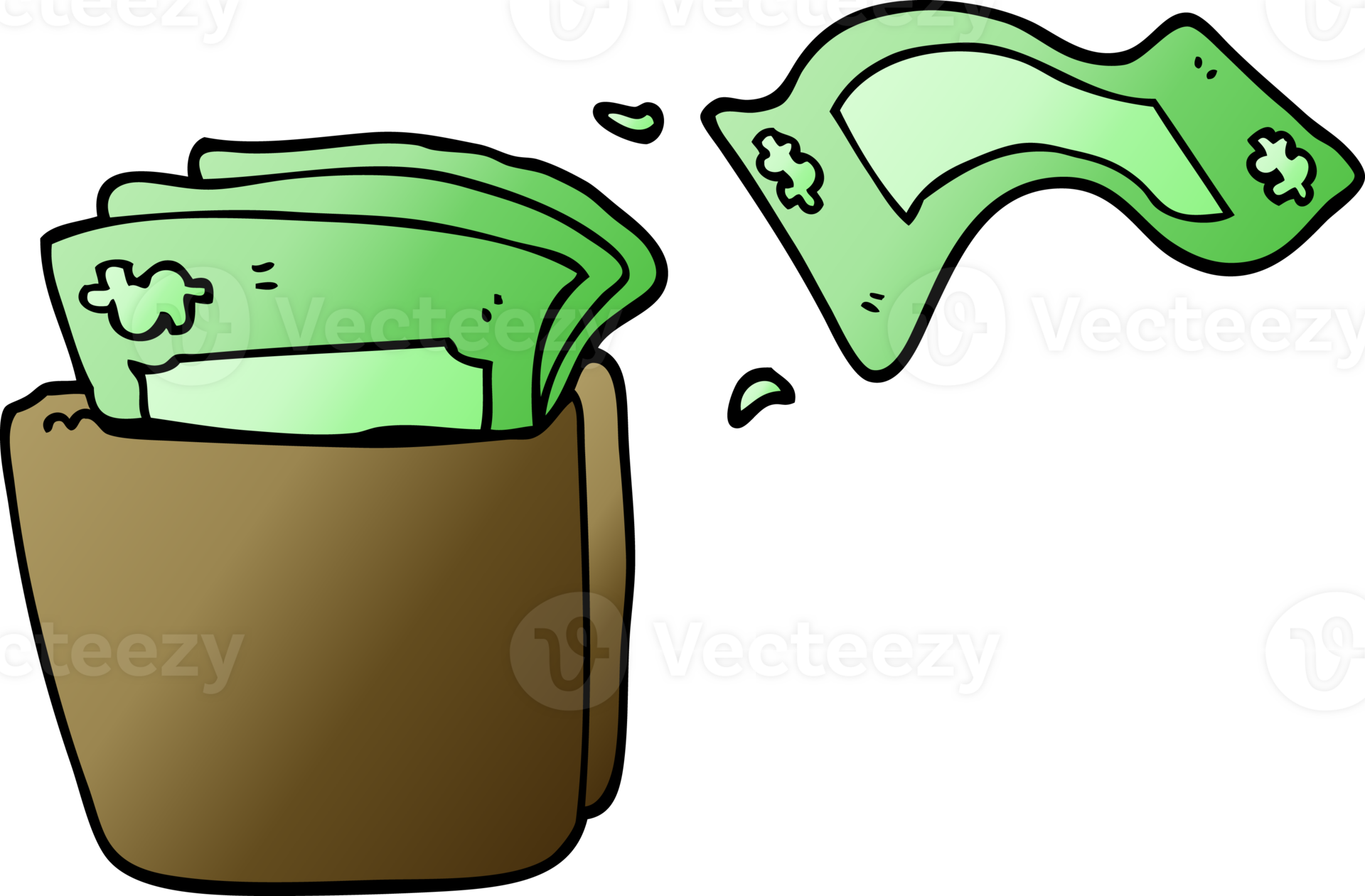cartoon doodle wallet full of money 45272258 PNG
