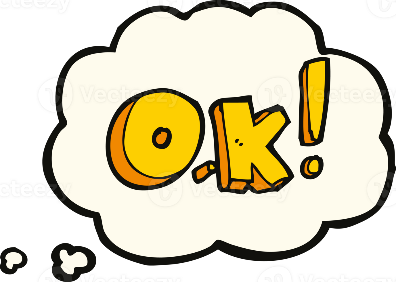 cartoon OK symbol with thought bubble png