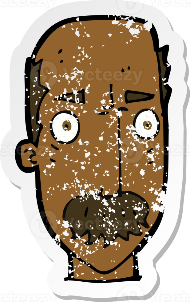 retro distressed sticker of a cartoon annoyed old man png