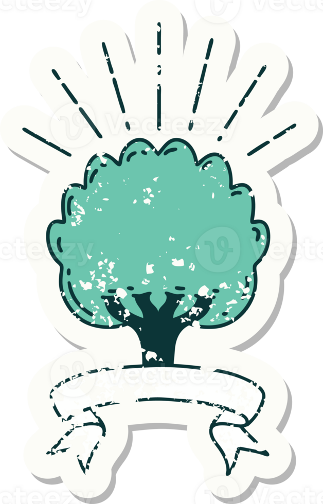 grunge sticker of tattoo style tree png