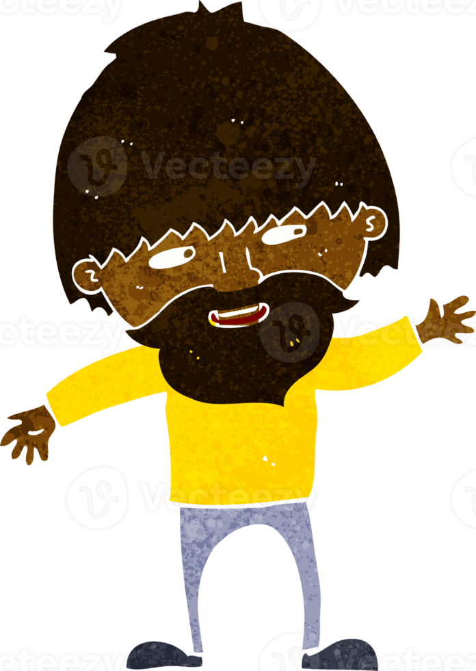 cartoon happy bearded man waving png
