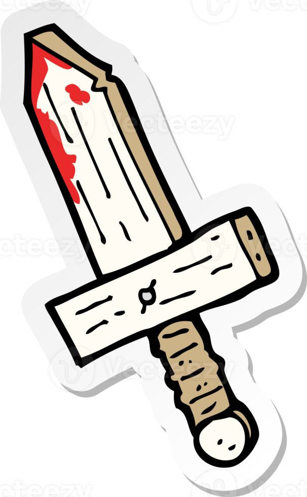 sticker of a cartoon wooden sword png