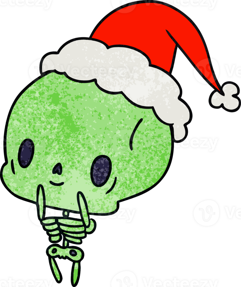 christmas textured cartoon of kawaii skeleton png