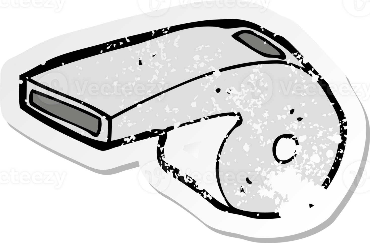 retro distressed sticker of a cartoon whistle png