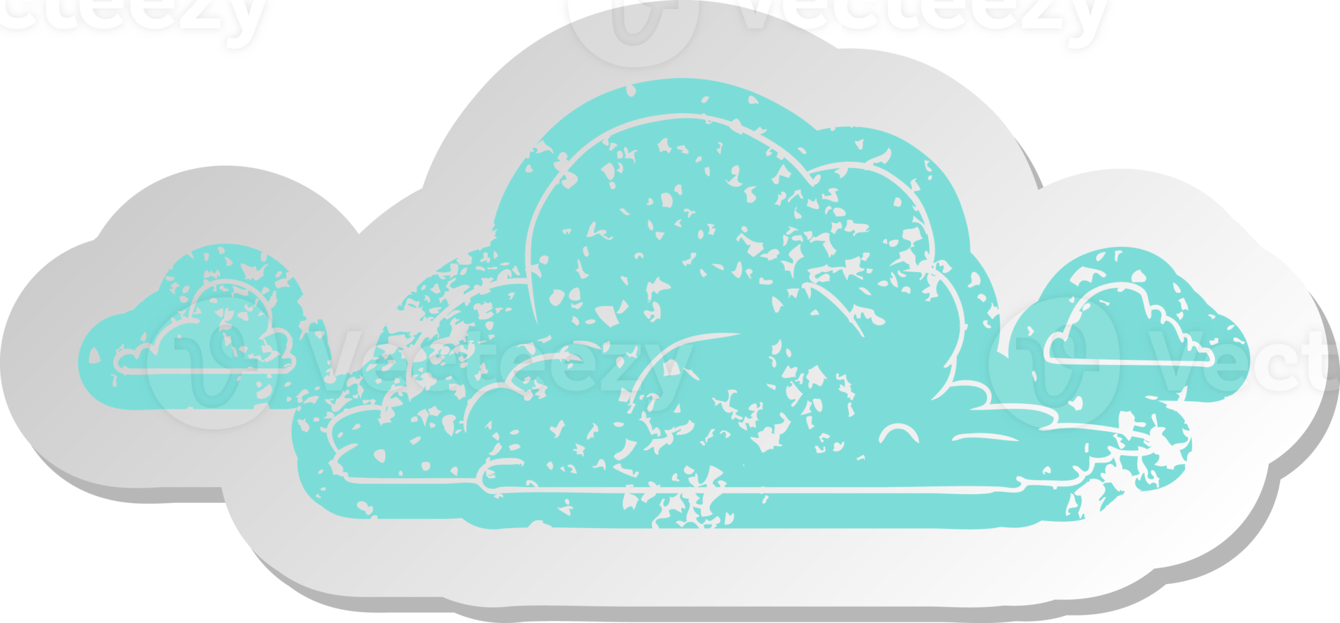 distressed old sticker of white large clouds png