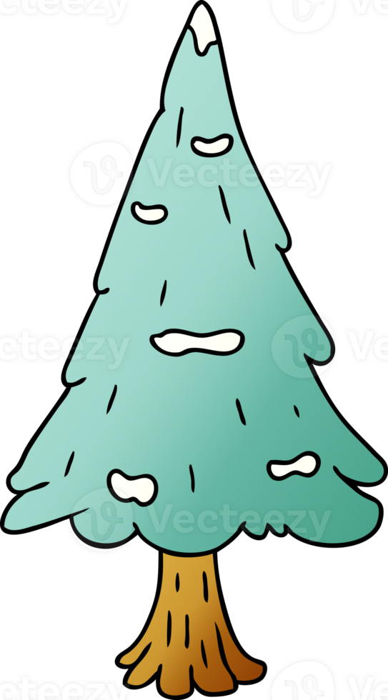 gradient cartoon doodle single snow covered tree png