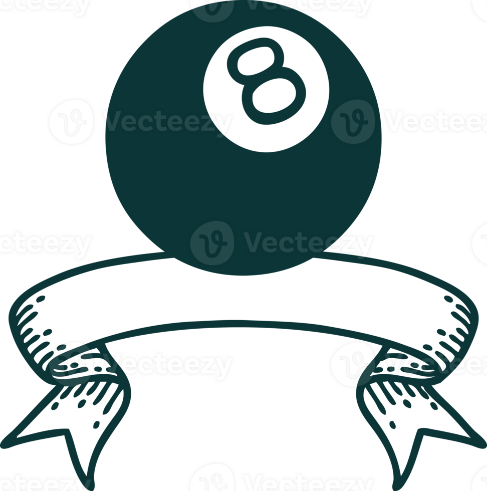 tattoo with banner of a 8 ball png