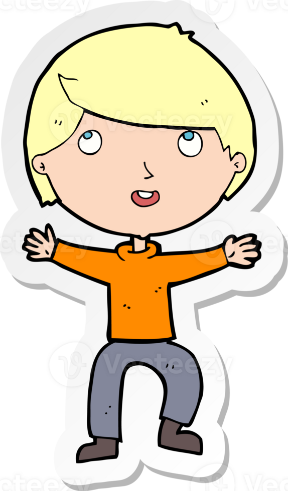 sticker of a cartoon happy boy png