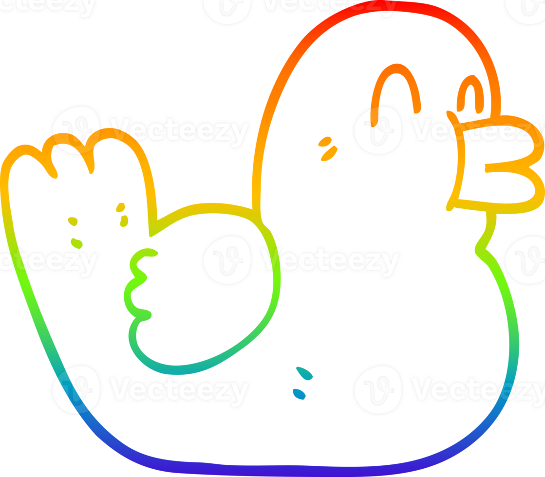 rainbow gradient line drawing cartoon happy duck png