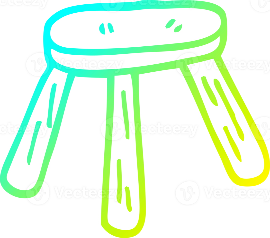 cold gradient line drawing cartoon wooden stool png