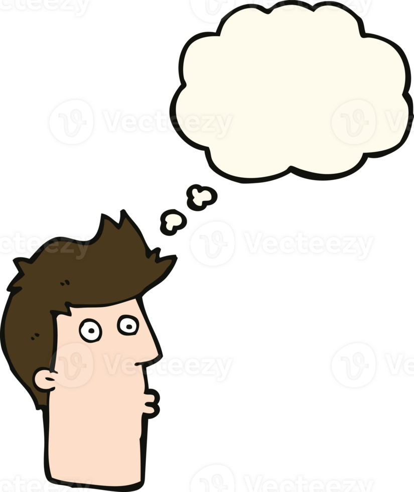 cartoon surprised man with thought bubble png