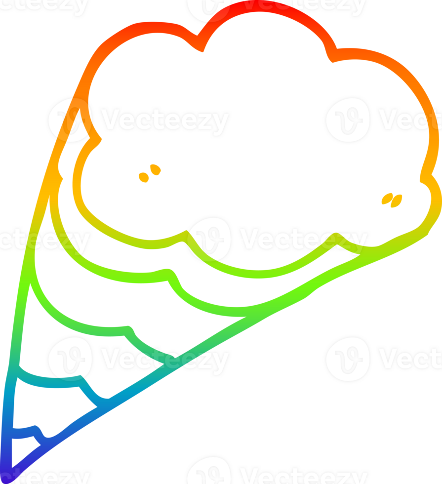 rainbow gradient line drawing cartoon decorative cloud png