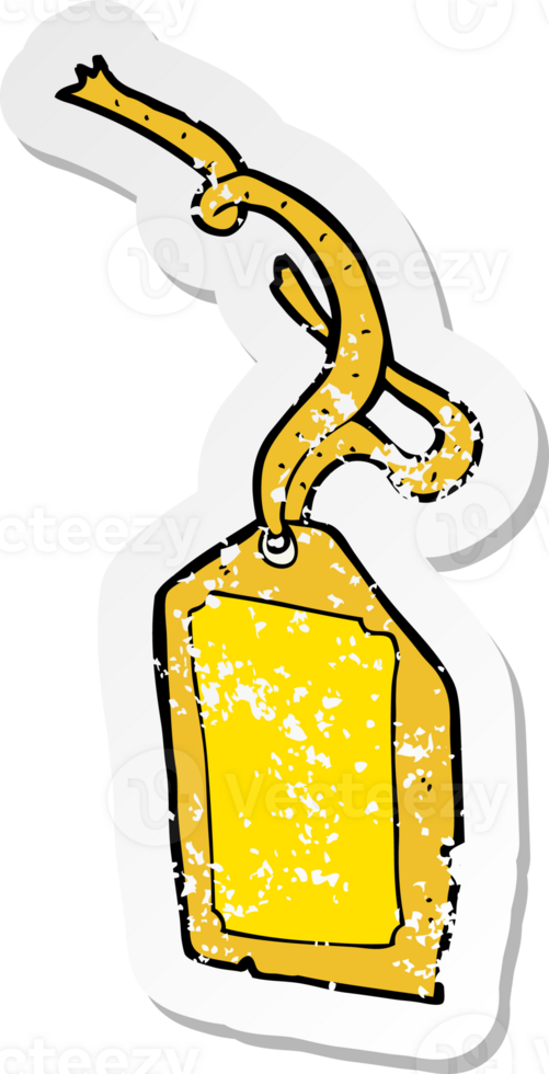retro distressed sticker of a cartoon luggage tag png