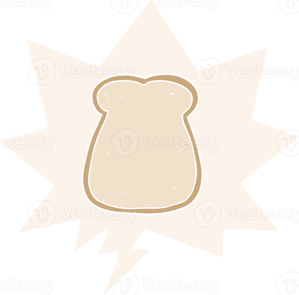 cartoon slice of bread and speech bubble in retro style png