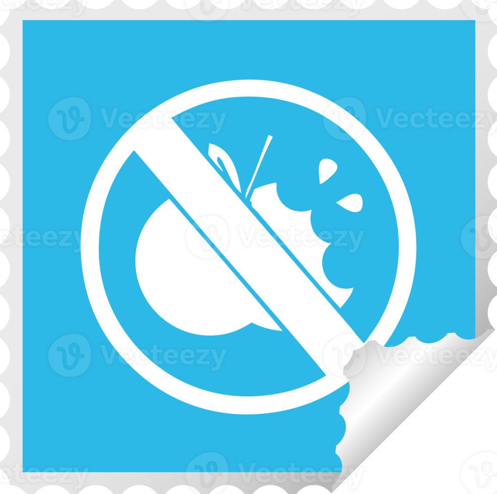 square peeling sticker cartoon no healthy food allowed sign png