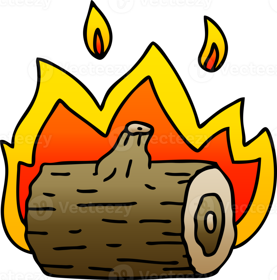 quirky gradient shaded cartoon campfire png