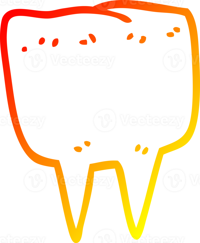 warm gradient line drawing cartoon tooth png