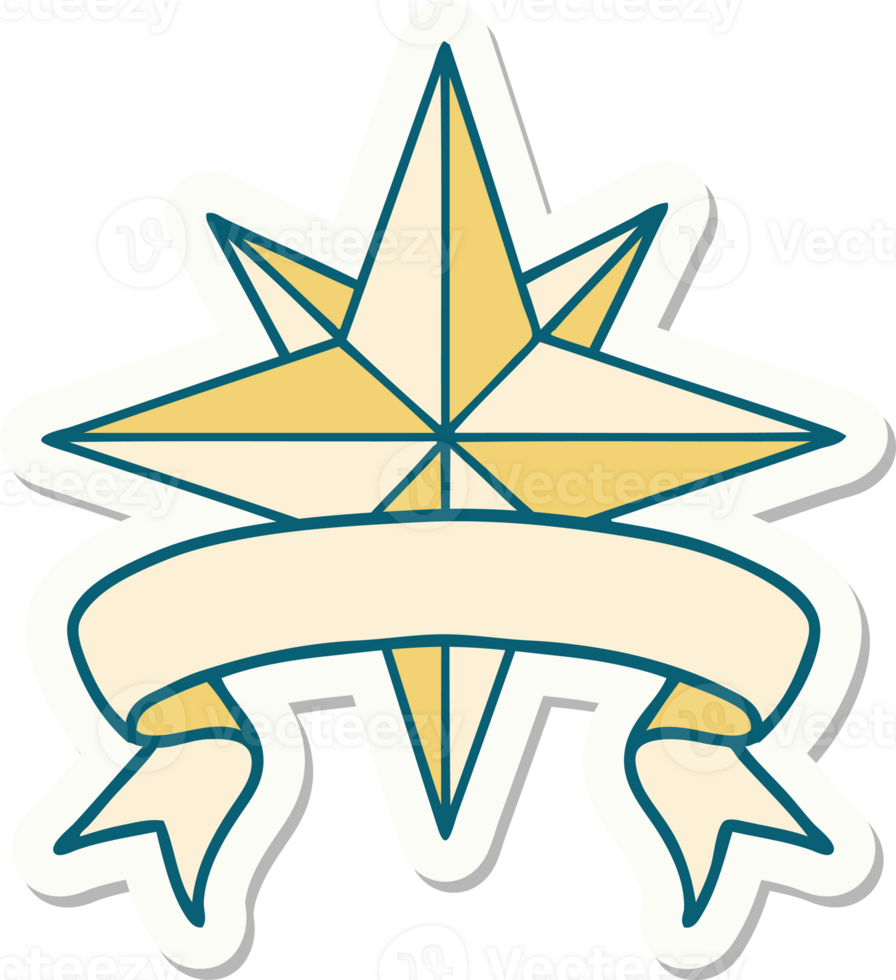 tattoo sticker with banner of a star png