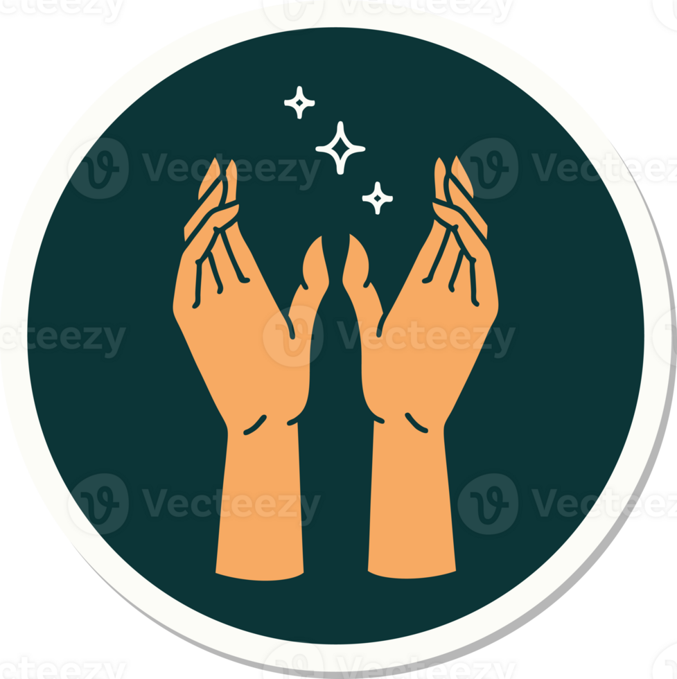 tattoo style sticker of reaching hands png