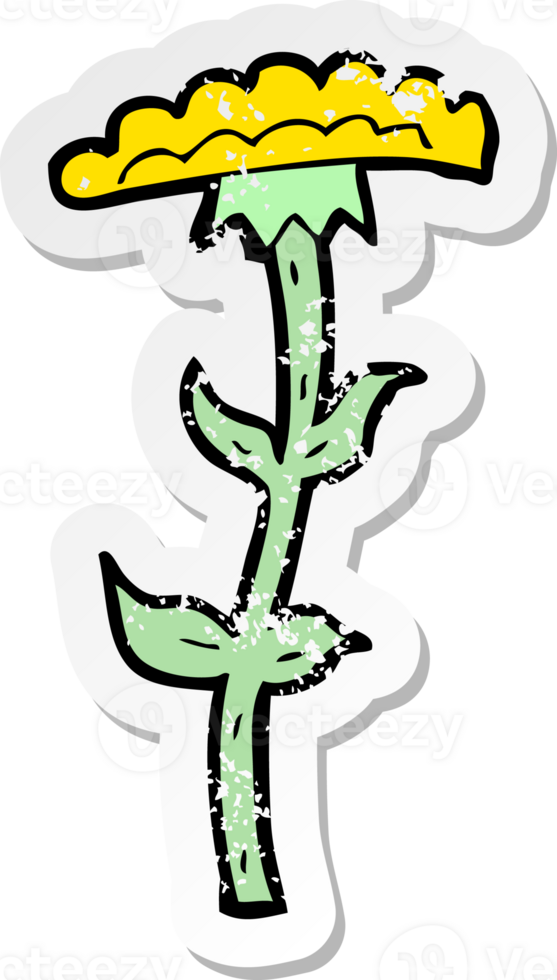retro distressed sticker of a cartoon flower png