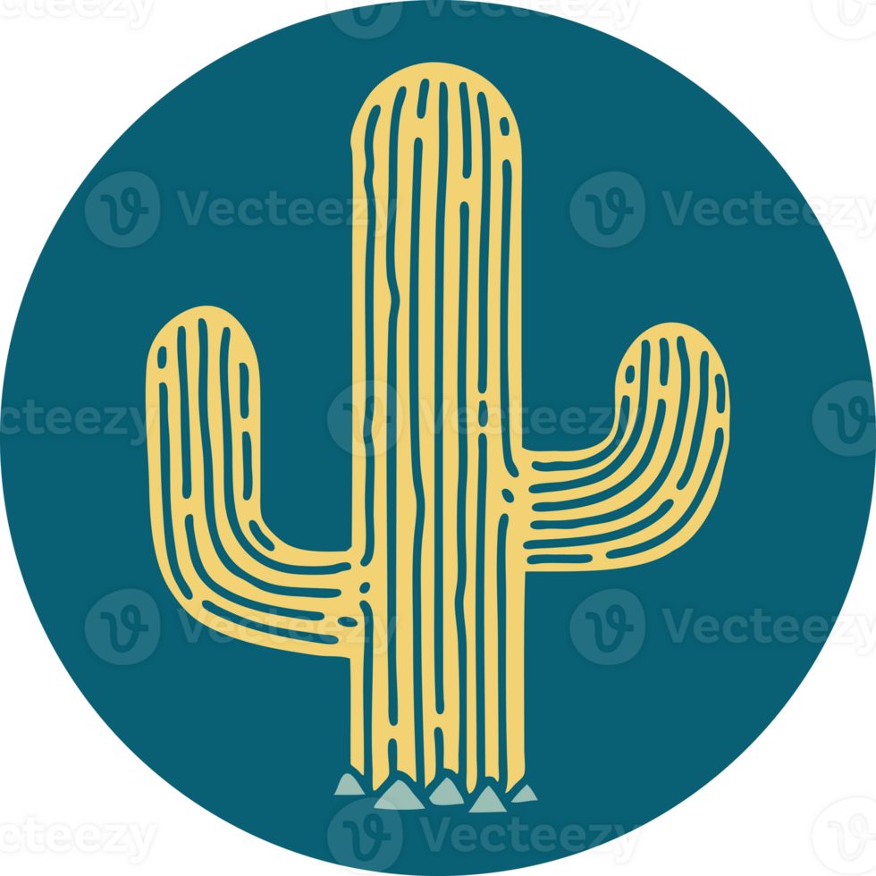 tattoo style icon of a cactus png