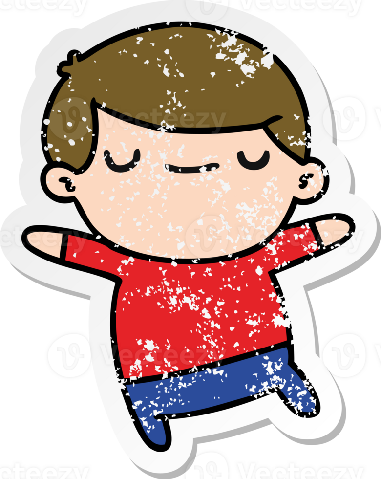 distressed sticker cartoon of a kawaii cute boy png